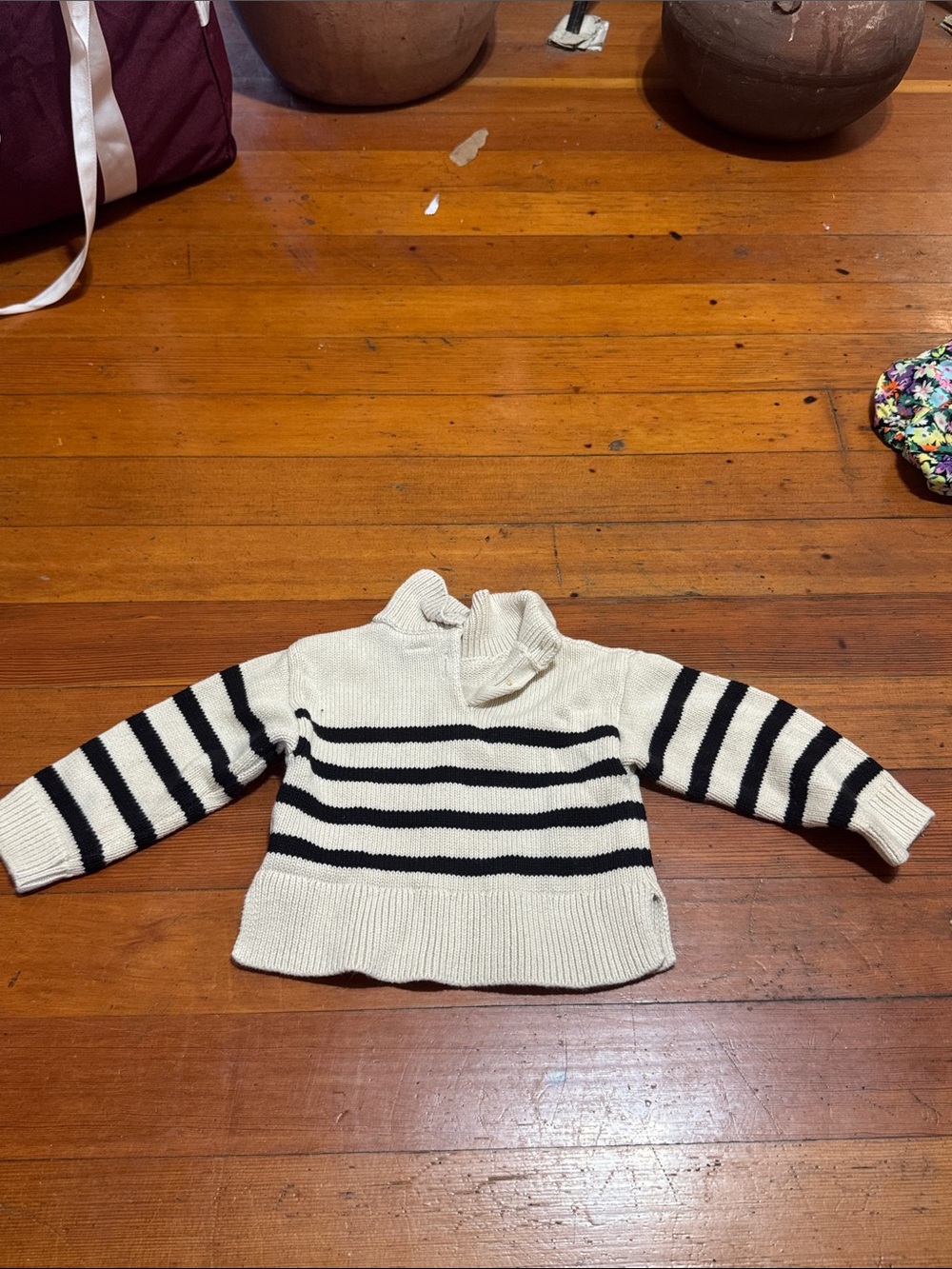 GAP Cream and Black Striped Kids Sweater